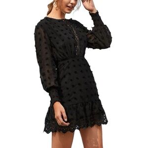 Lulu’s Lust or Love Black Embroidered Lace Long Sleeve Dress